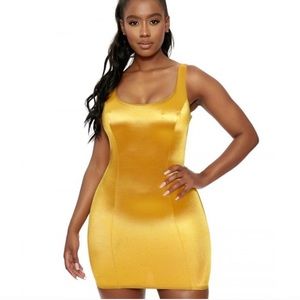 GOLD Naked Wardrobe Little Miss Satin Mini Dress